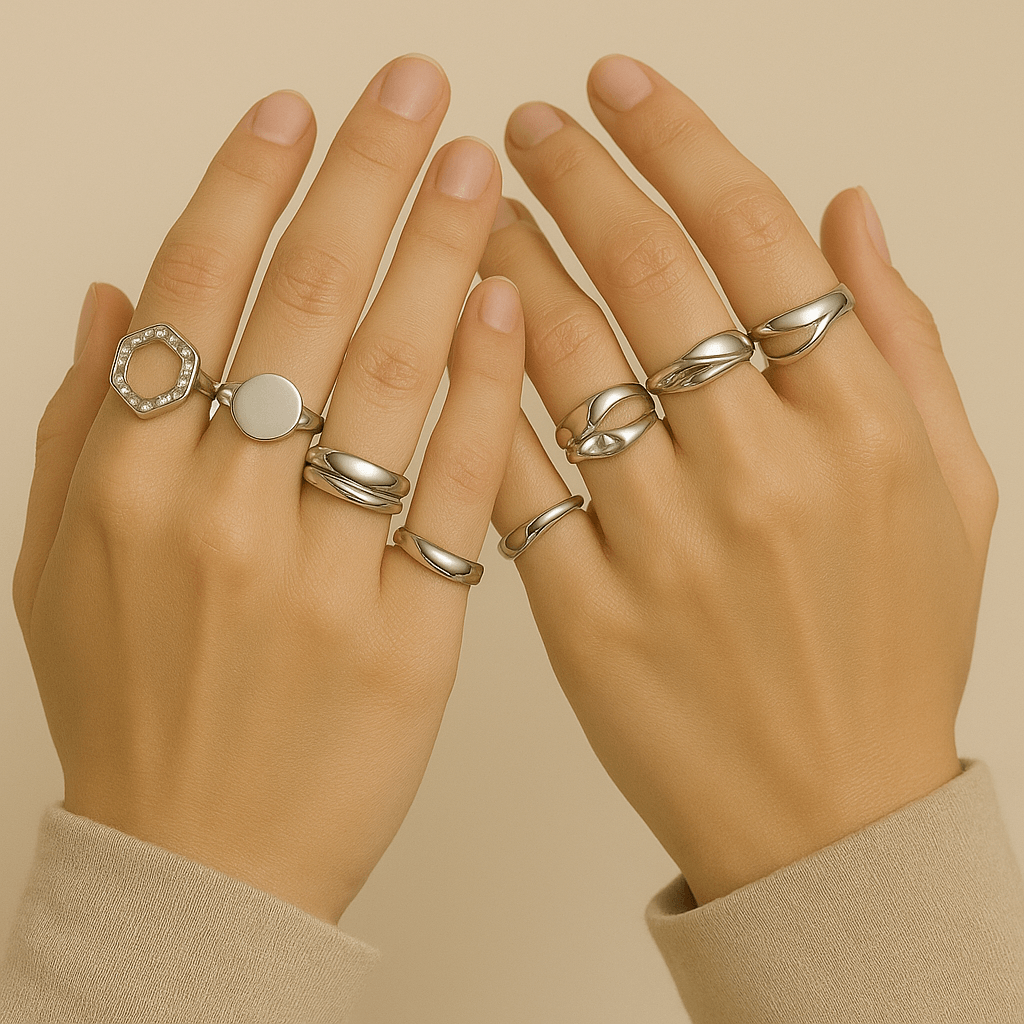 Silver Adjustable Ring Set