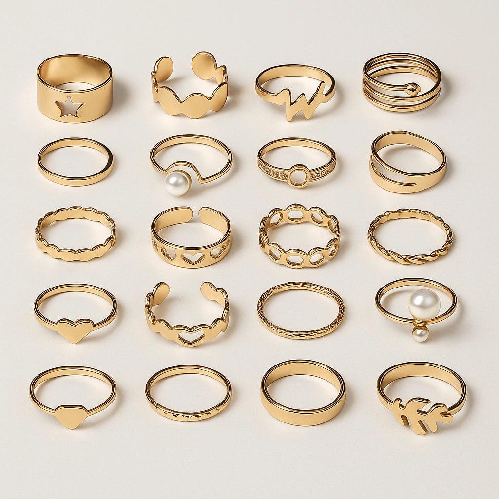 Trendy Gold-Tone Adjustable Ring Set