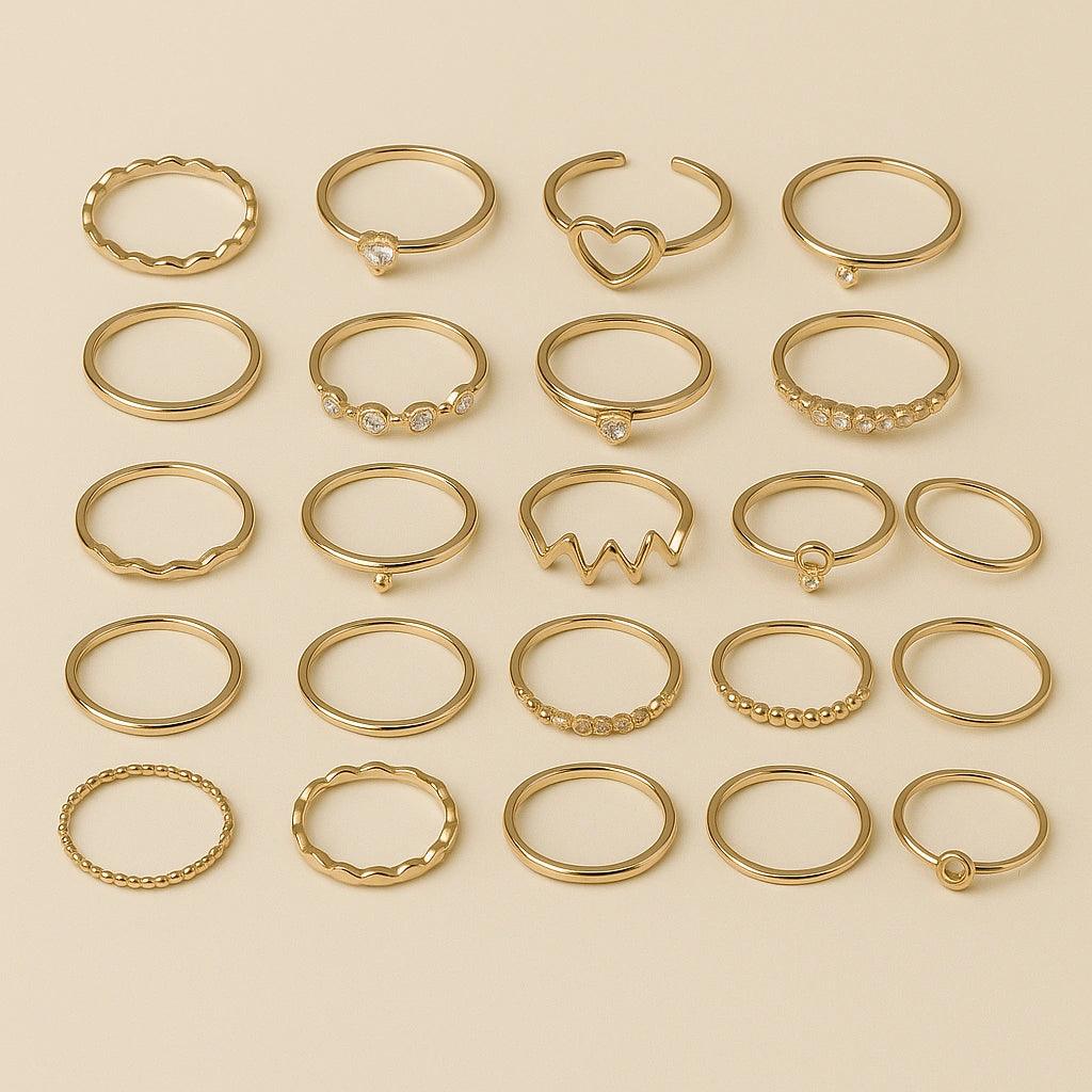 Elegant Gold-Tone Minimalist Ring Set