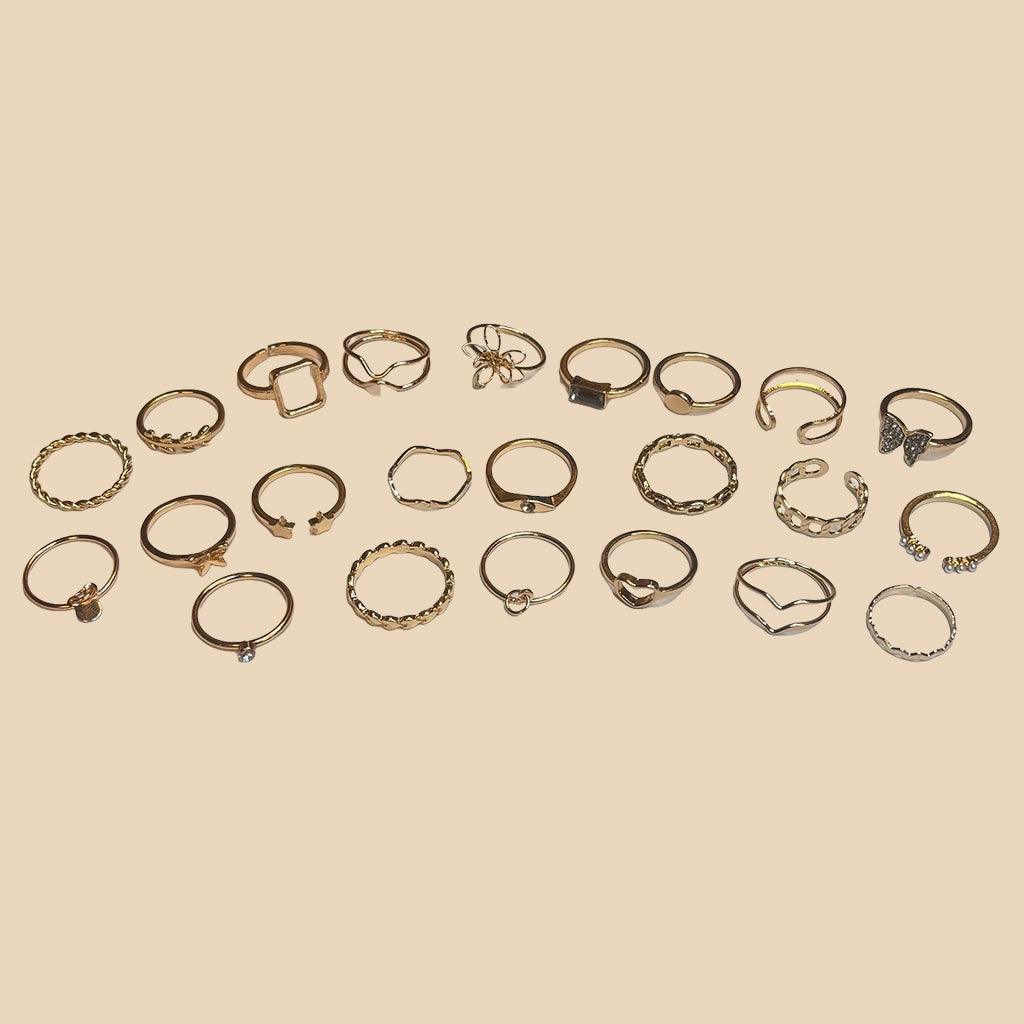 Elegant Gold-Tone Ring Set
