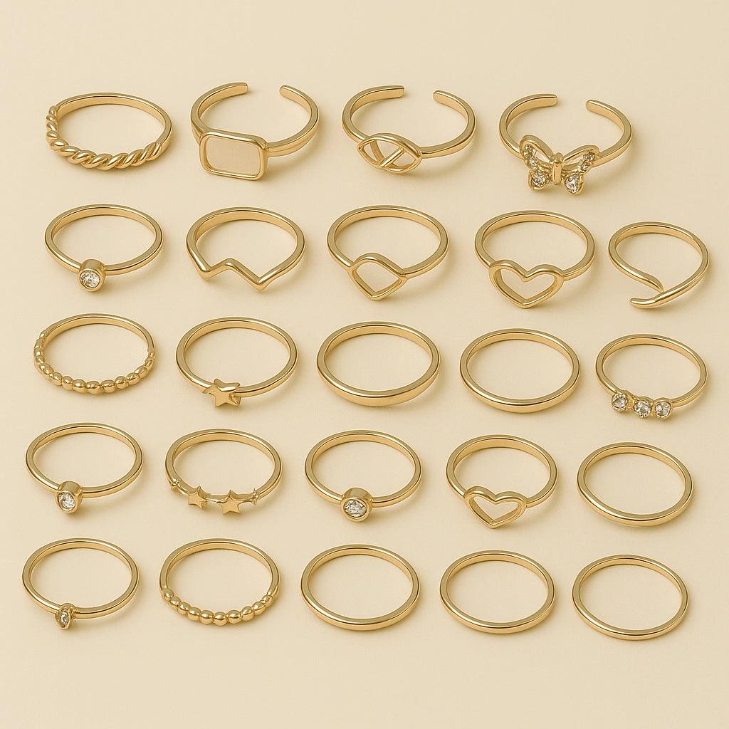 Elegant Gold-Tone Ring Set