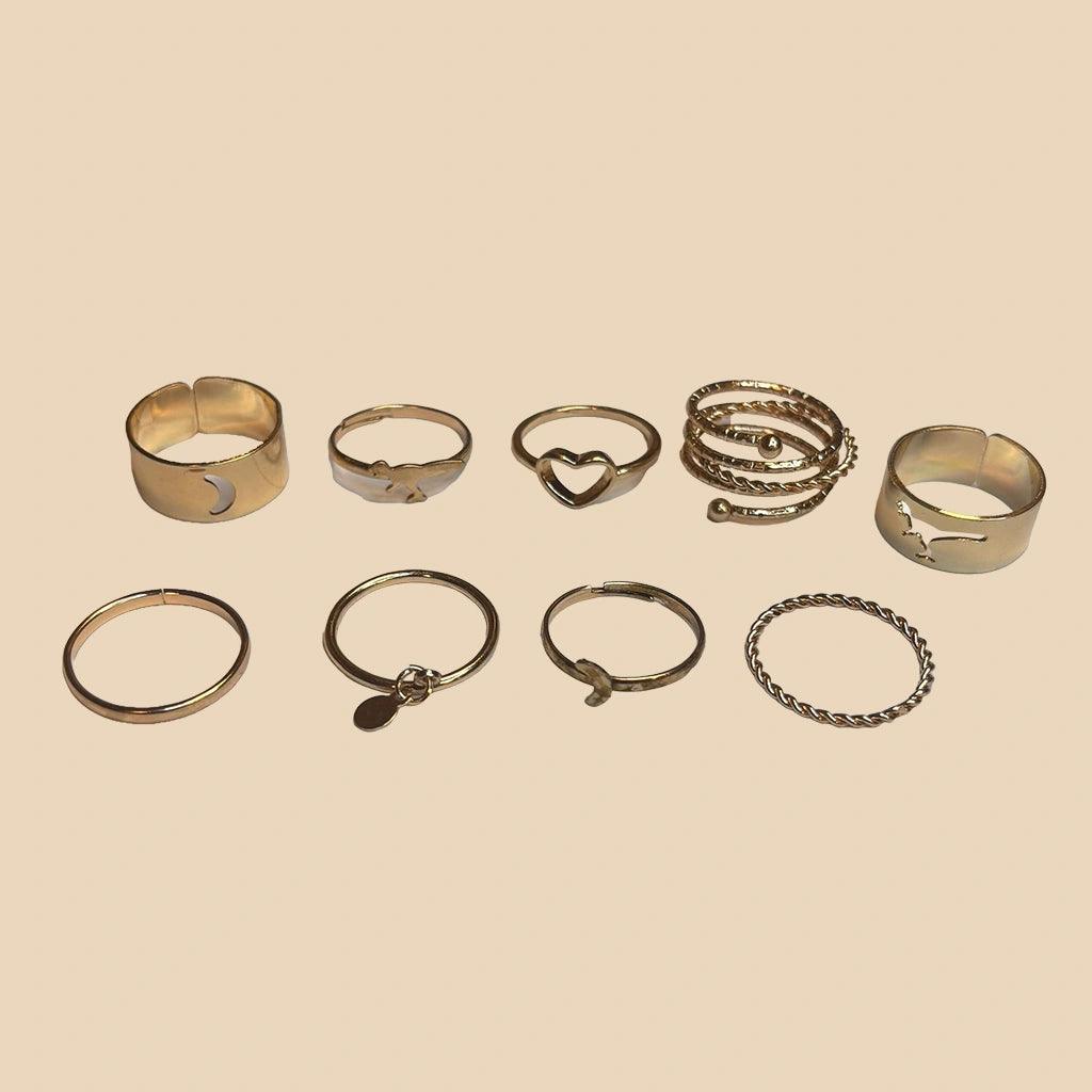 Gold-Tone Minimalist Ring Set