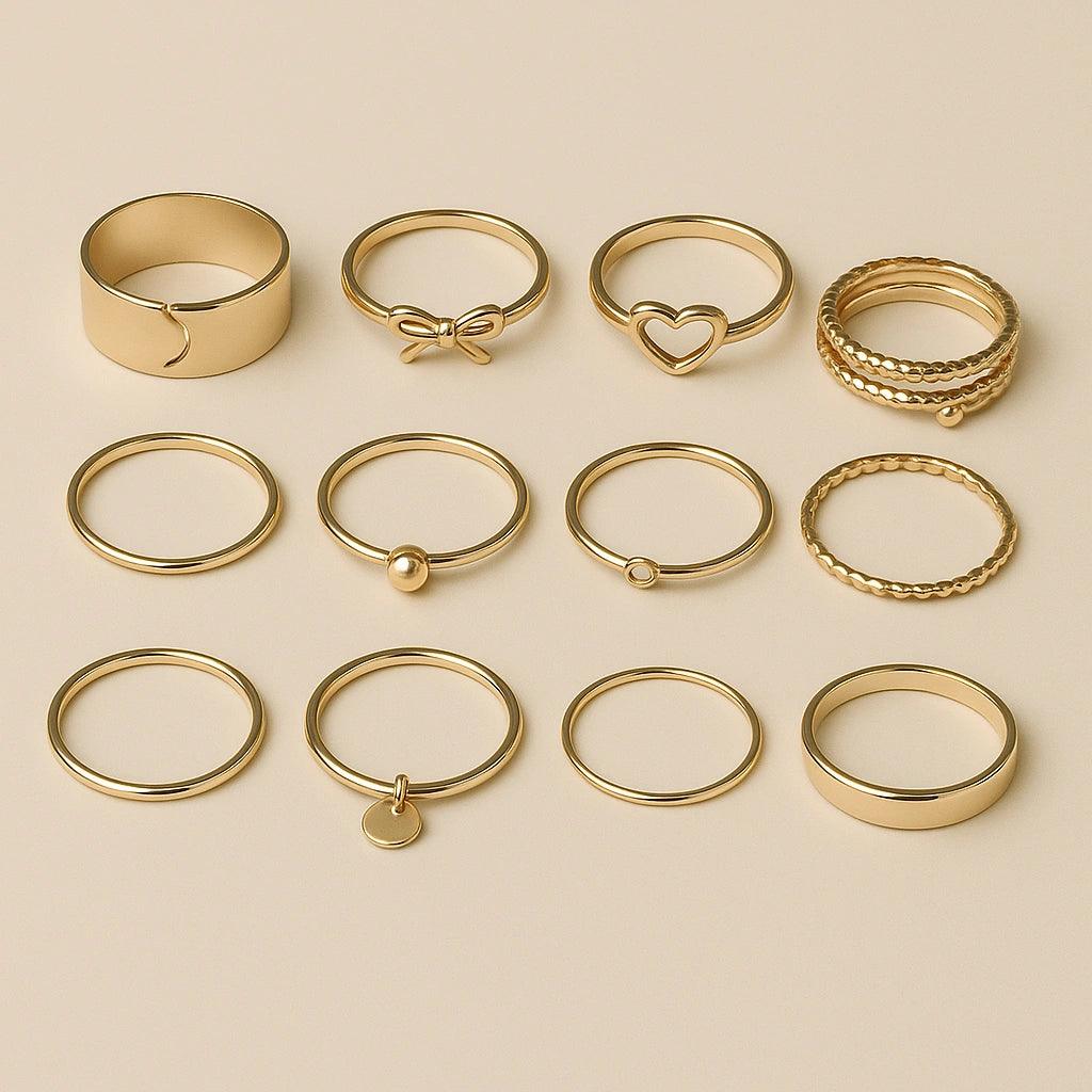Gold-Tone Minimalist Ring Set