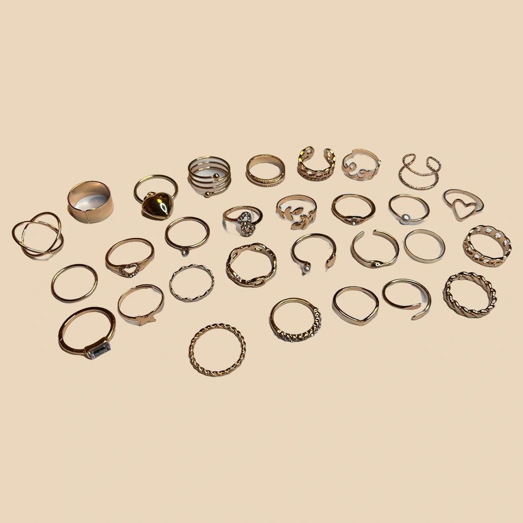 Gold-Tone Minimalist Ring Set