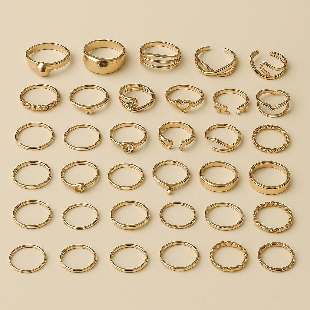 Gold-Tone Minimalist Ring Set