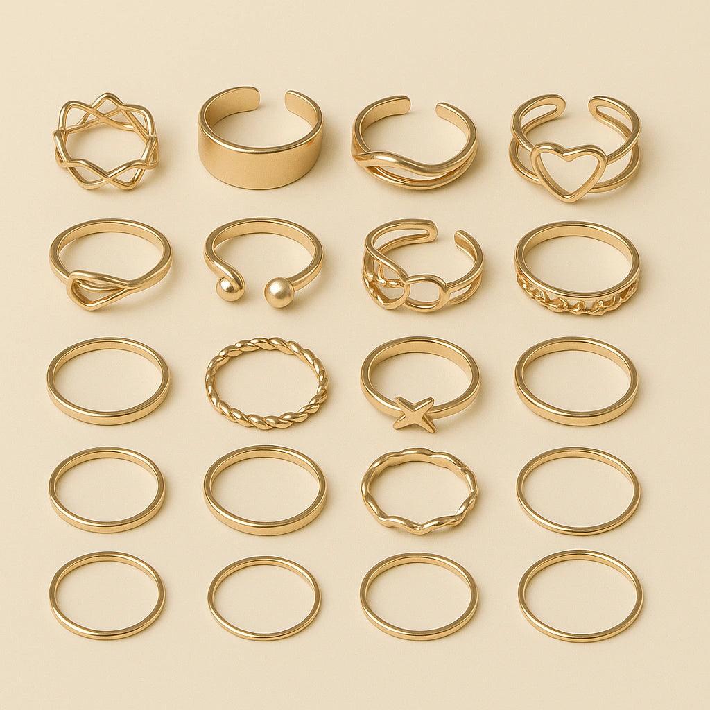 Gold Midi & Stackable Rings Set