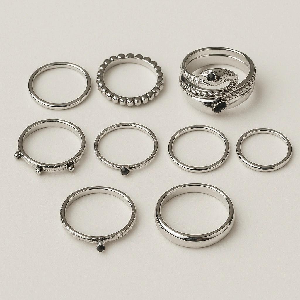 Silver Stacking Rings Set